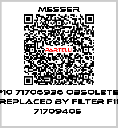 F10 71706936 obsolete, replaced by Filter F11 71709405  Messer