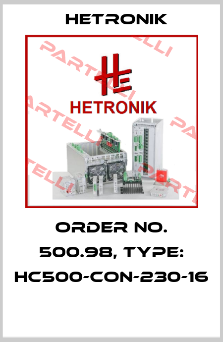 Order No. 500.98, Type: HC500-CON-230-16  HETRONIK