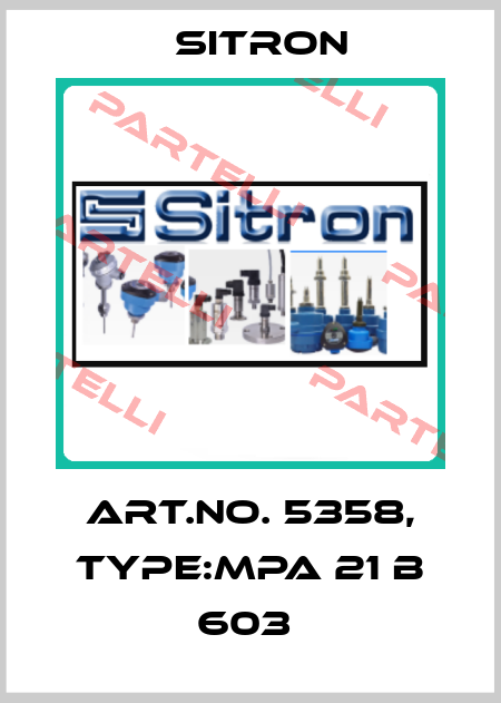 Art.No. 5358, Type:MPA 21 B 603  Sitron