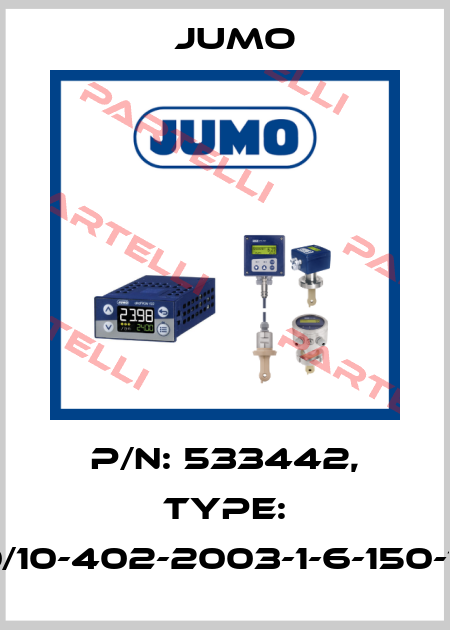 p/n: 533442, Type: 902030/10-402-2003-1-6-150-104/000 Jumo