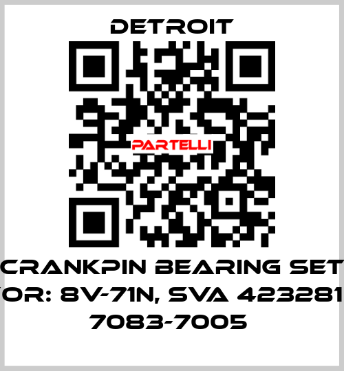 Crankpin bearing set For: 8V-71N, SVA 423281 / 7083-7005  Detroit