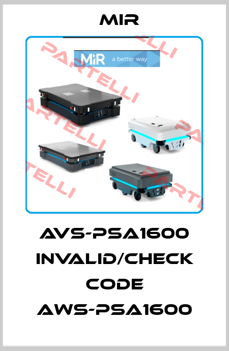 AVS-PSA1600 invalid/check code AWS-PSA1600 MIR