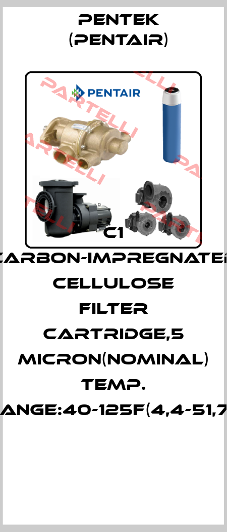 C1 CARBON-IMPREGNATED CELLULOSE FILTER CARTRIDGE,5 MICRON(NOMINAL) TEMP. RANGE:40-125F(4,4-51,7C  Pentek (Pentair)