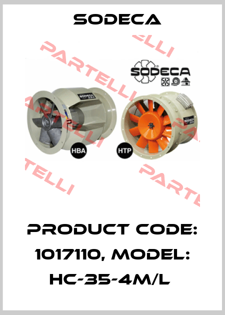 Product Code: 1017110, Model: HC-35-4M/L  Sodeca