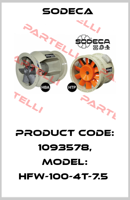 Product Code: 1093578, Model: HFW-100-4T-7.5  Sodeca