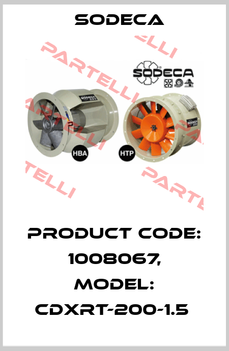 Product Code: 1008067, Model: CDXRT-200-1.5  Sodeca