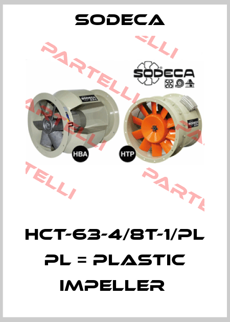 HCT-63-4/8T-1/PL  PL = PLASTIC IMPELLER  Sodeca
