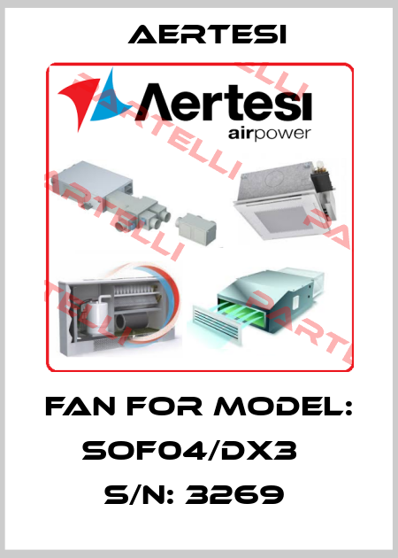 Fan For Model: SOF04/DX3   S/N: 3269  Aertesi
