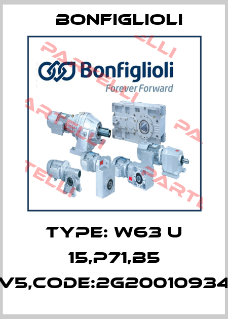 TYPE: W63 U 15,P71,B5 V5,CODE:2G20010934 Bonfiglioli