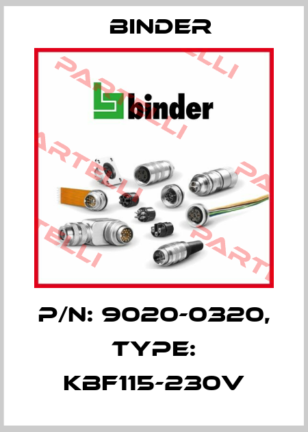 P/N: 9020-0320, Type: KBF115-230V Binder