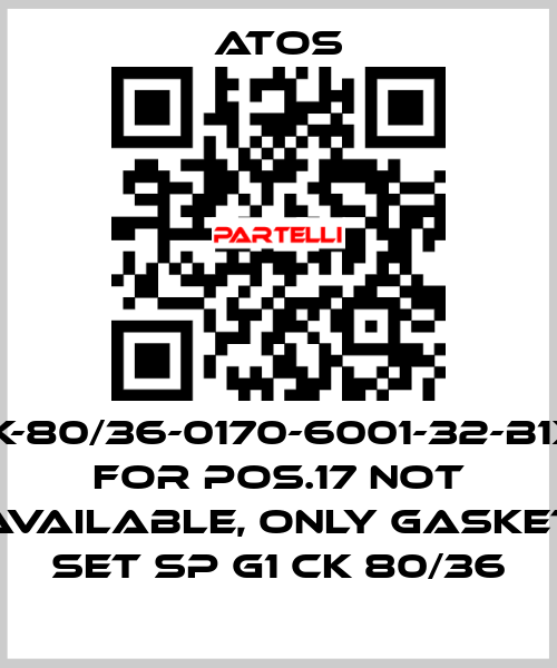 CK-80/36-0170-6001-32-B1X1 for Pos.17 not available, only gasket set SP G1 CK 80/36 Atos