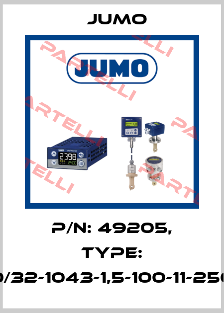 P/N: 49205, Type: 901250/32-1043-1,5-100-11-2500/000 Jumo
