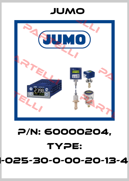 P/N: 60000204, Type: 603026/0202-1-025-30-0-00-20-13-46-300-15-6/000 Jumo
