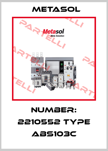 Number: 2210552 Type ABS103C Metasol