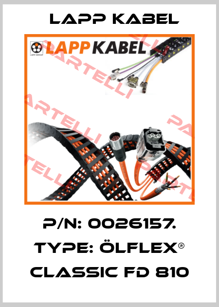 P/N: 0026157. type: ÖLFLEX® CLASSIC FD 810 Lapp Kabel