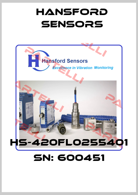 HS-420FL0255401 SN: 600451 Hansford Sensors