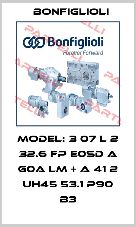 Model: 3 07 L 2 32.6 FP E0SD A G0A LM + A 41 2 UH45 53.1 P90 B3 Bonfiglioli