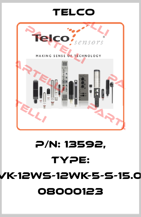 p/n: 13592, Type: VK-12WS-12WK-5-S-15.0, 08000123 Telco