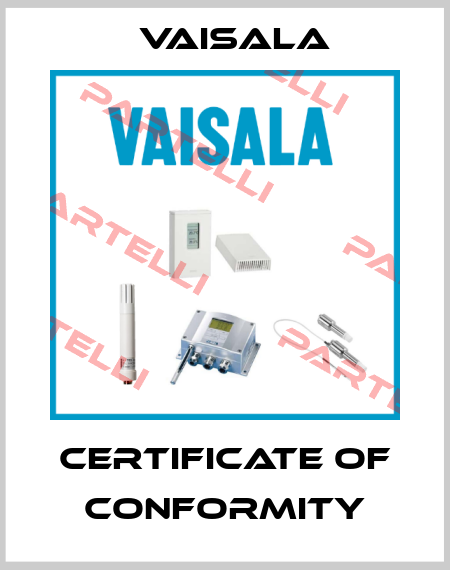 Certificate of Conformity Vaisala