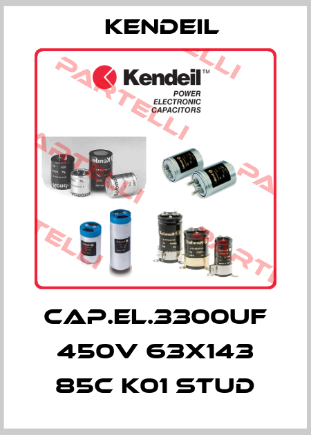 CAP.EL.3300uF 450V 63x143 85C K01 STUD Kendeil