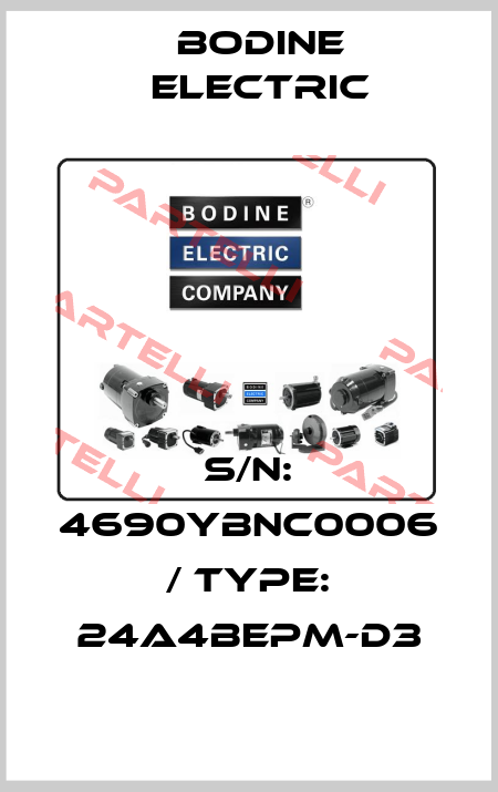 S/N: 4690YBNC0006 / TYPE: 24A4BEPM-D3 BODINE ELECTRIC