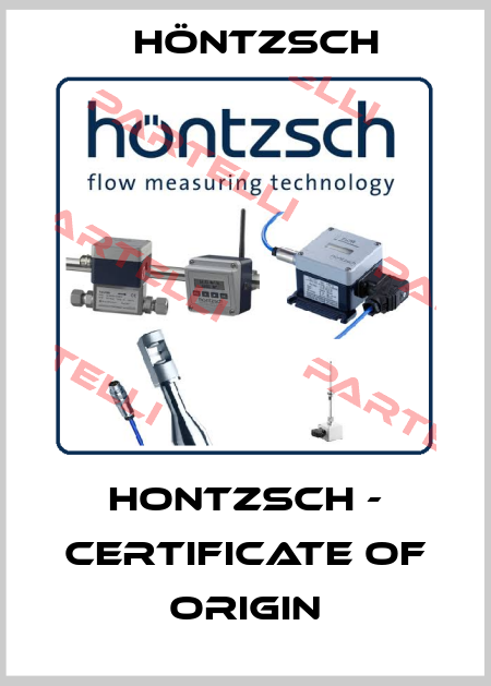 Hontzsch - Certificate of Origin Höntzsch