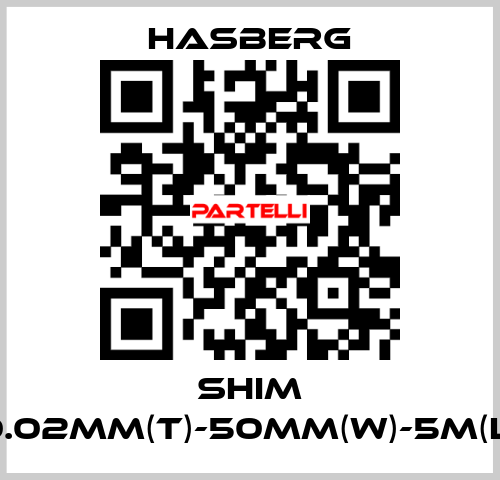 SHIM 0.02MM(T)-50MM(W)-5M(L) Hasberg