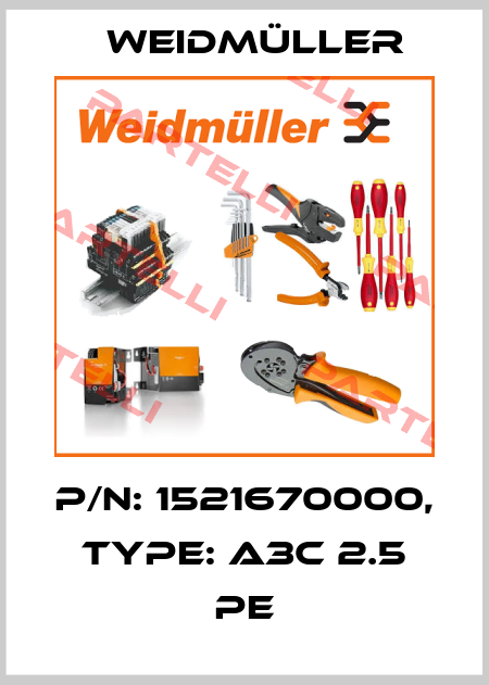 P/N: 1521670000, Type: A3C 2.5 PE Weidmüller