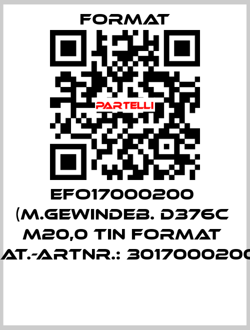 EFO17000200  (M.Gewindeb. D376C  M20,0 TiN FORMAT  Kat.-Artnr.: 3017000200)  Format