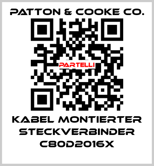 Kabel montierter Steckverbinder C80D2016x Patton & Cooke Co.