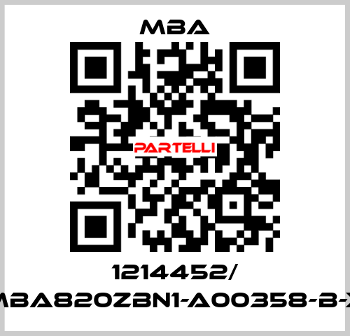1214452/ MBA820ZBN1-A00358-B-X MBA