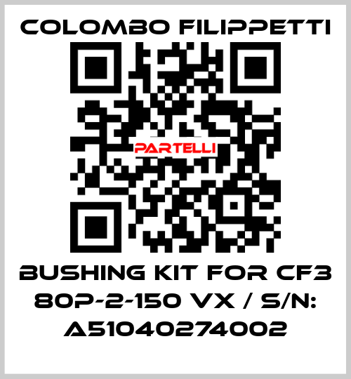 BUSHING KIT FOR CF3 80P-2-150 VX / S/N: A51040274002 Colombo Filippetti