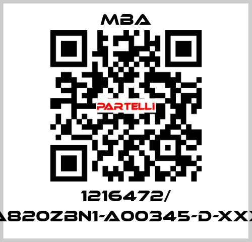 1216472/ MBA820ZBN1-A00345-D-XXXXX MBA