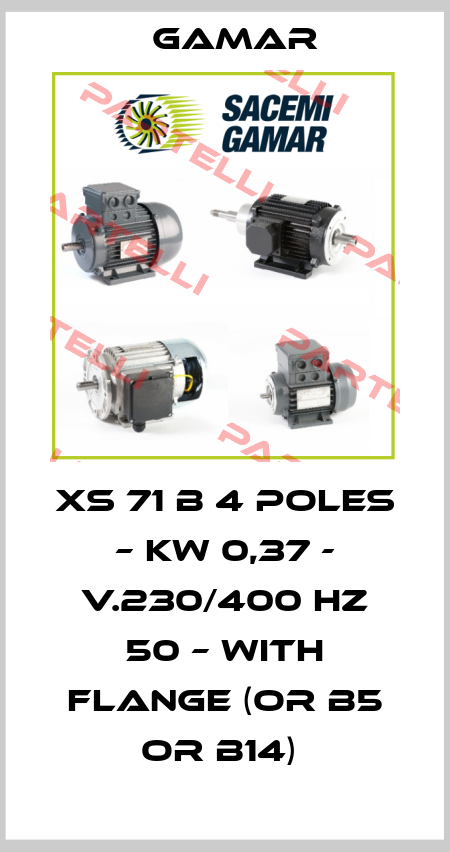 XS 71 B 4 poles – Kw 0,37 - V.230/400 Hz 50 – with flange (or B5 or B14)  Gamar