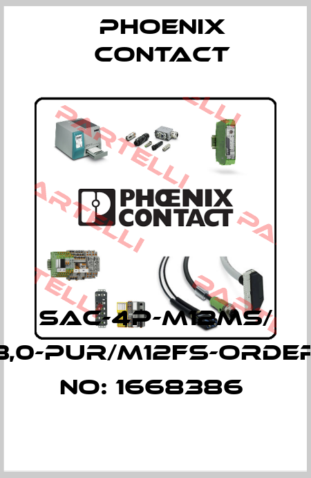 SAC-4P-M12MS/ 3,0-PUR/M12FS-ORDER NO: 1668386  Phoenix Contact