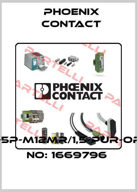 SAC-5P-M12MR/1,5-PUR-ORDER NO: 1669796  Phoenix Contact
