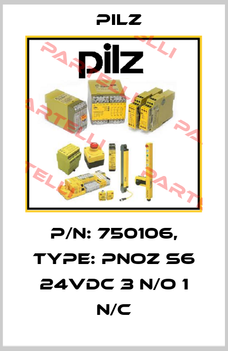 p/n: 750106, Type: PNOZ s6 24VDC 3 n/o 1 n/c Pilz