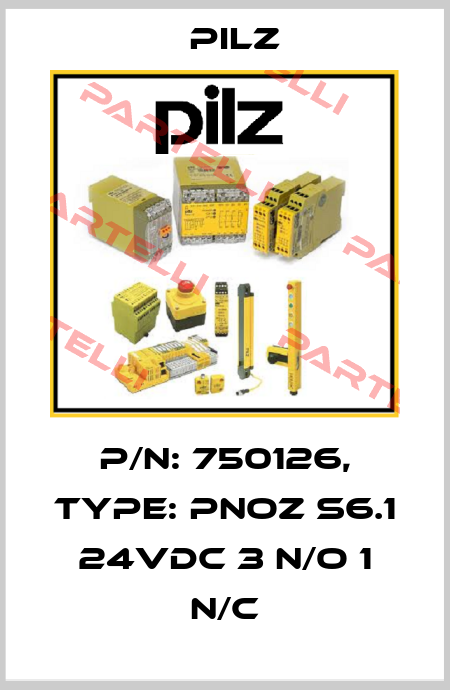 p/n: 750126, Type: PNOZ s6.1 24VDC 3 n/o 1 n/c Pilz