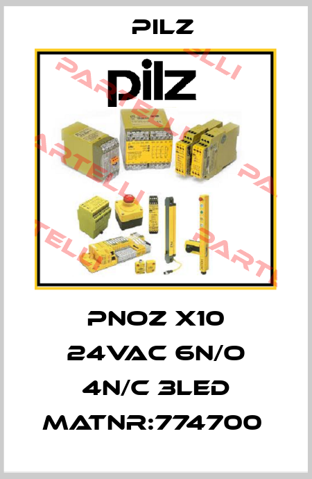 PNOZ X10 24VAC 6n/o 4n/c 3LED MatNr:774700  Pilz