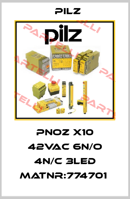 PNOZ X10 42VAC 6n/o 4n/c 3LED MatNr:774701  Pilz