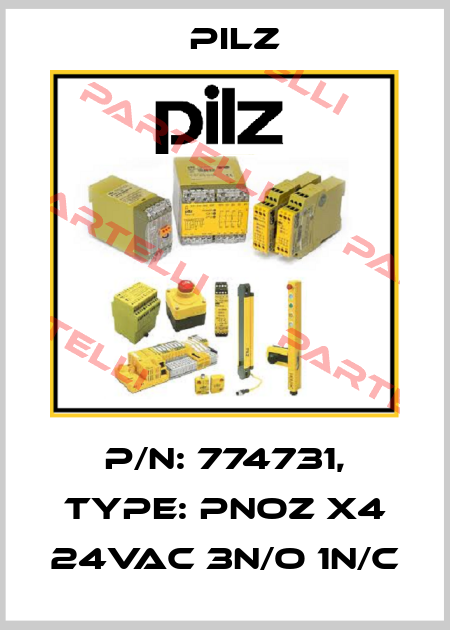 p/n: 774731, Type: PNOZ X4 24VAC 3n/o 1n/c Pilz