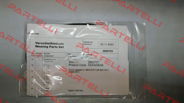 SET OF SEALS FOR BM6EPN25 Beko
