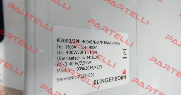 0098.3014 K3000/3Ph-400V/B/Not-Halt/MxA/Uc400V Klinger Born