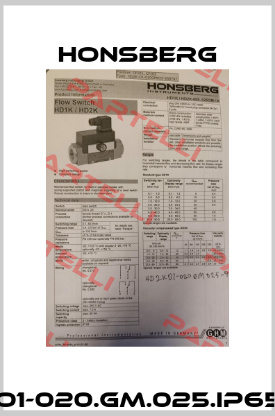 HD2KO1-020.GM.025.IP65/0213 Honsberg