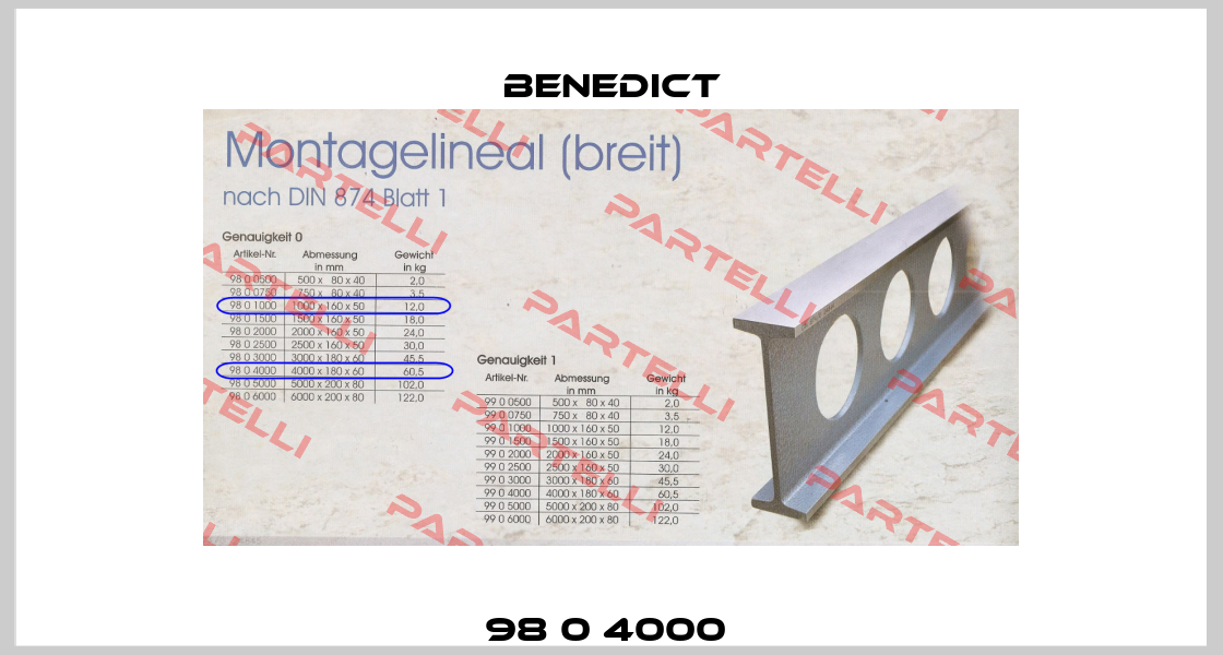 98 0 4000  Benedict