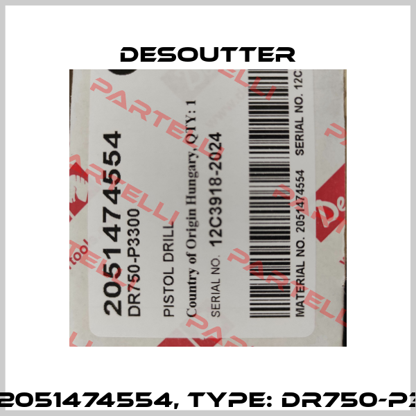 P/N: 2051474554, Type: DR750-P3300 Desoutter