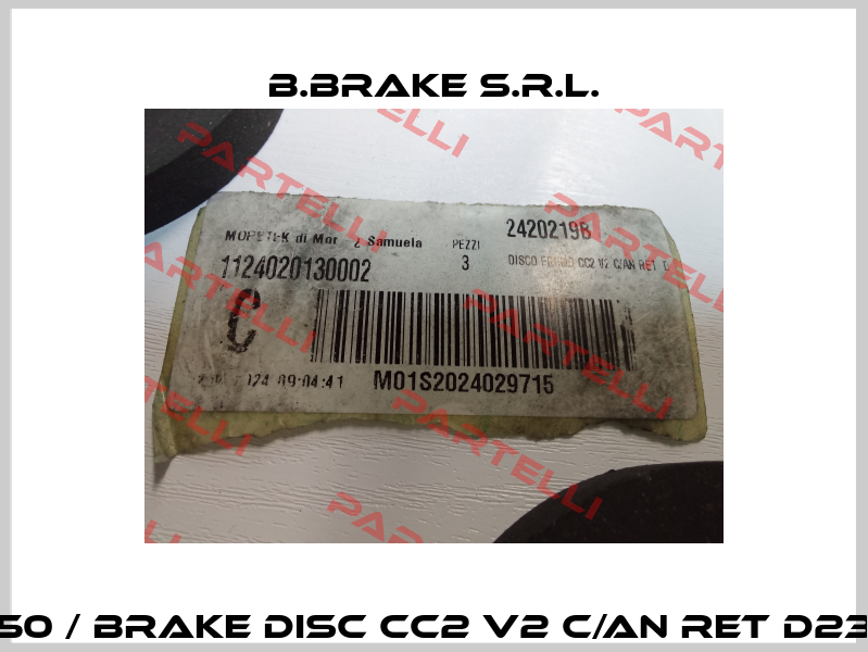 00050 / BRAKE DISC CC2 V2 C/AN RET D23095 B.Brake s.r.l.