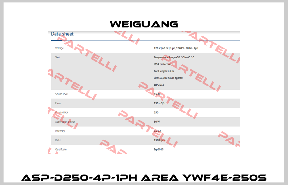 ASP-D250-4P-1PH AREA YWF4E-250S Weiguang