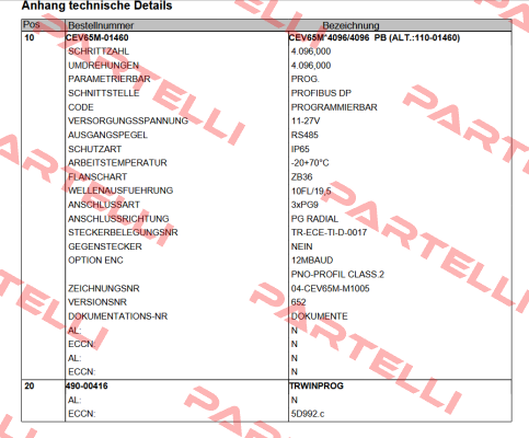 CEV-65-M-01460 PROG + 490-00416 TR Electronic