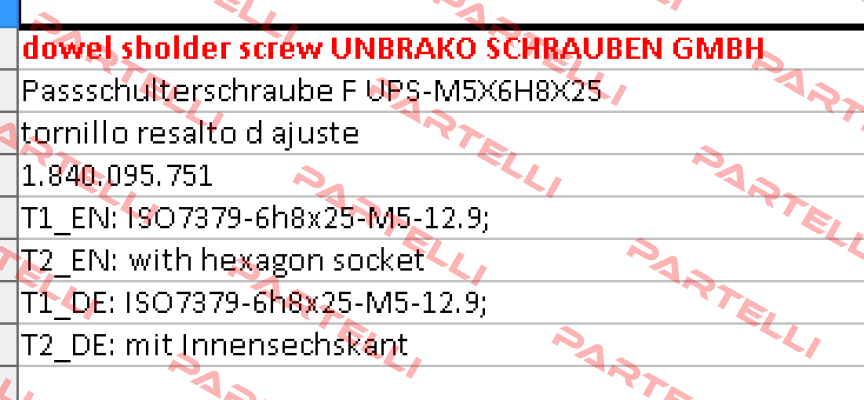 UPS-M5X6H8X25 old reference,1105370 new reference (MOQ 2 boxes x50 pcs.)  Unbrako